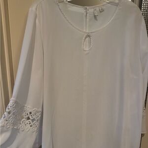 Cato White Blouse with Lace Detail